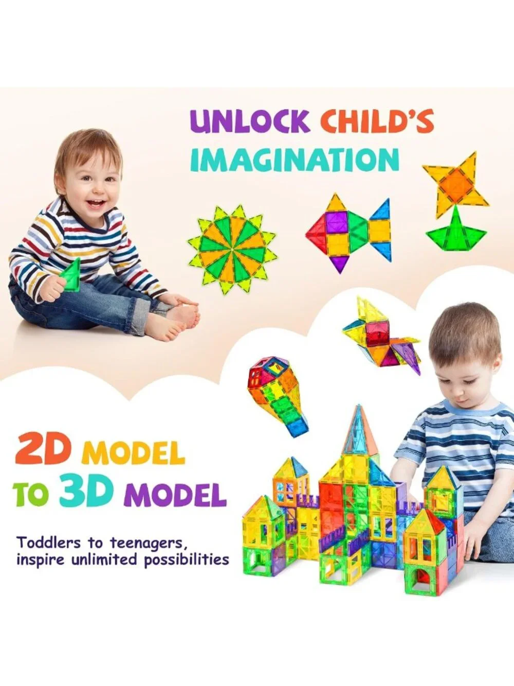 120Pcs Magnetic Building Blocks Set - 3D Construction Toys for Kids Ages 3-8